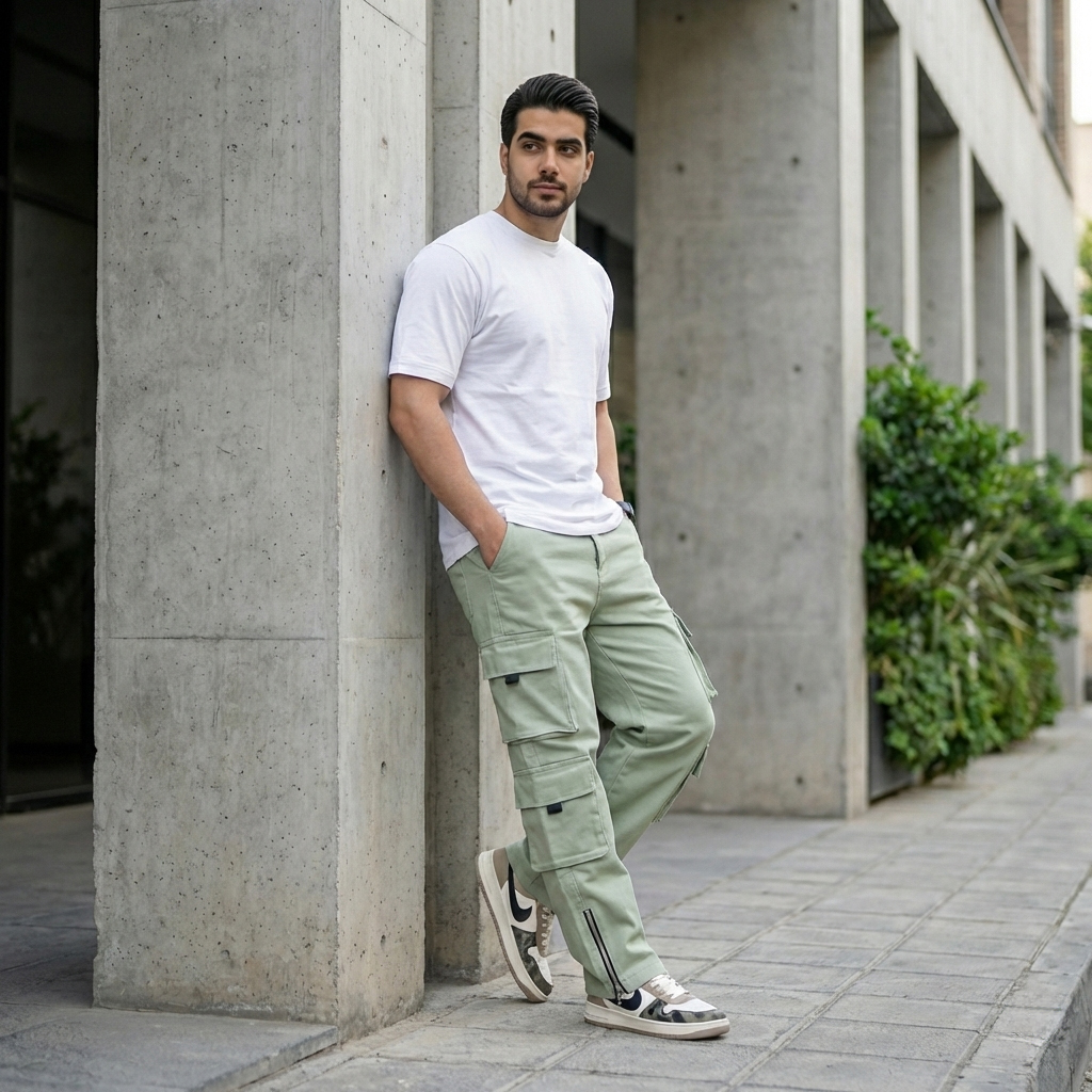 شلوار مردانه شش جیب پایین زیپ مدل Hesam-سبز